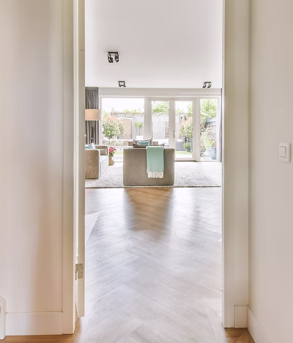 Modern home interior with wooden floors