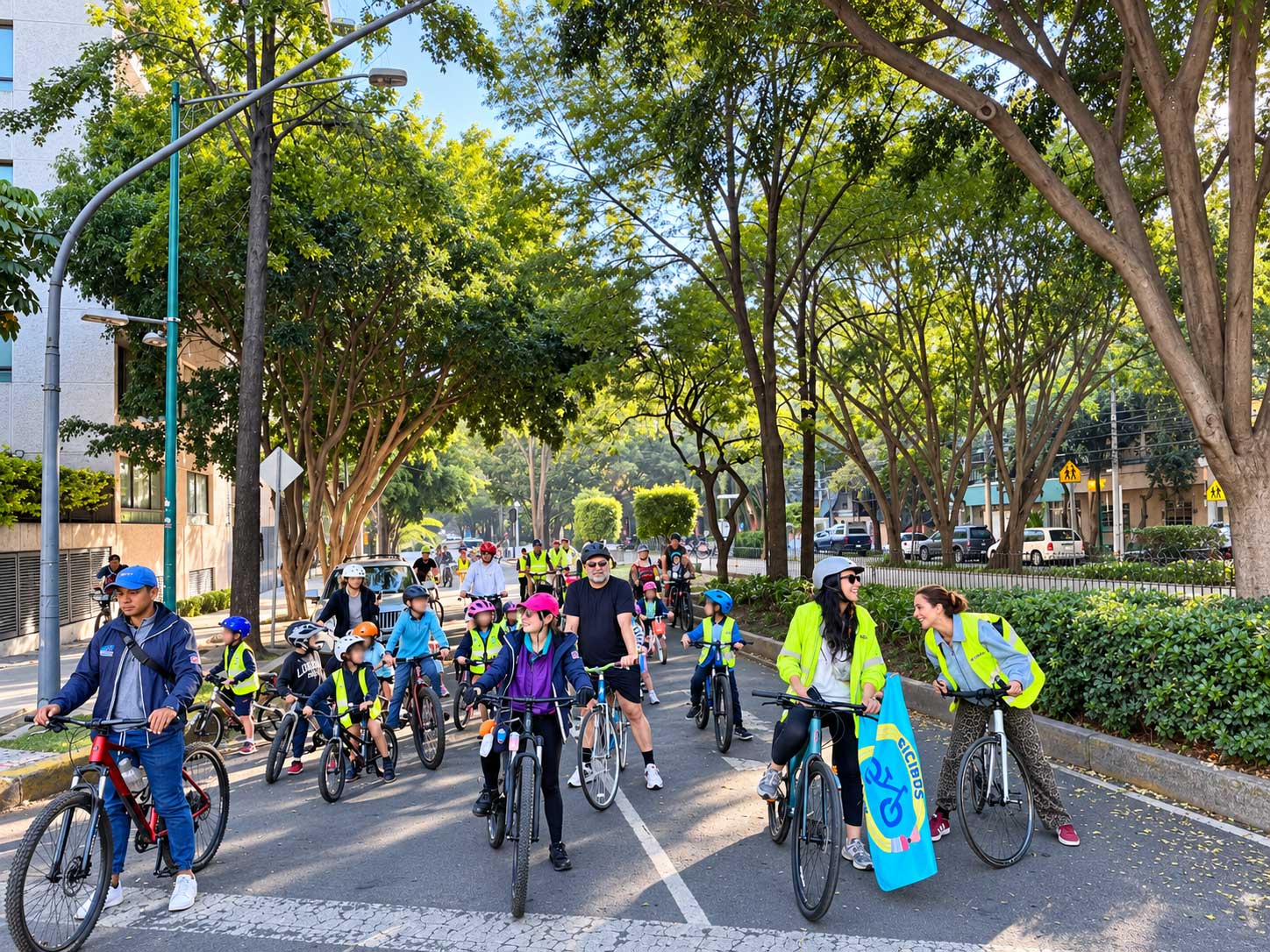 family riding a bike